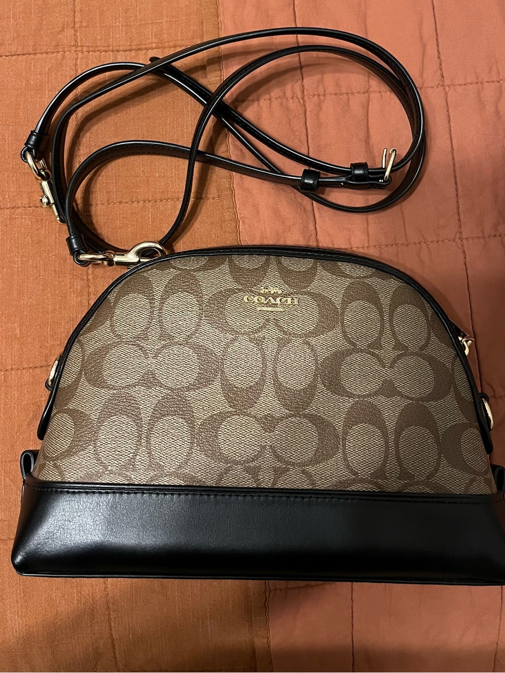 Coach Brown and Black Signature Dome Crossbody